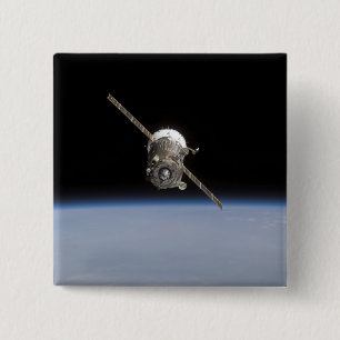 Badge Carré 5 Cm Le vaisseau spatial de Soyuz TMA-11 au-dessus du