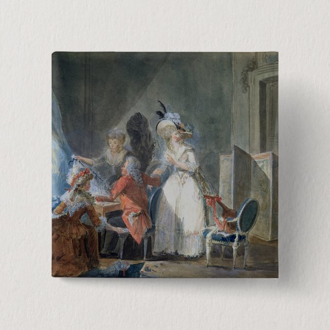 Badge Carré 5 Cm Le vendeur de mode (Devant)