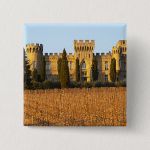 Badge Carré 5 Cm Le vignoble avec des vignes de syrah et le château