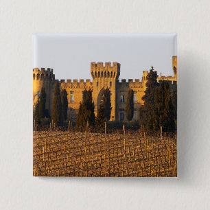 Badge Carré 5 Cm Le vignoble avec des vignes de syrah et le château