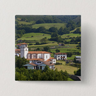 Badge Carré 5 Cm Le village d'Amaiur dans la vallée de Baztan