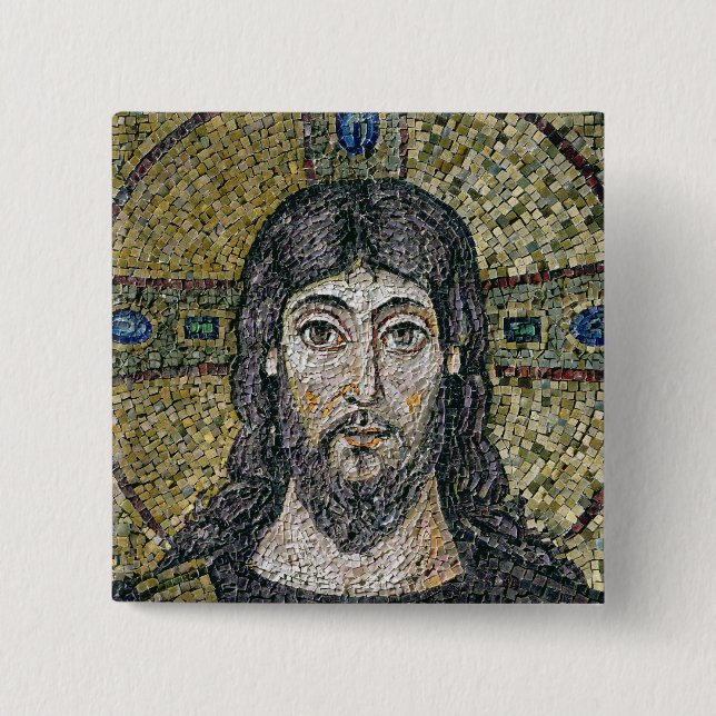 Badge Carré 5 Cm Le visage du Christ (Devant)