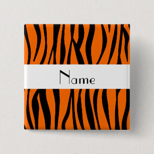 Badge Carré 5 Cm Le zèbre orange barre la rayure blanche