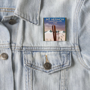 Badge Carré 5 Cm Lebanon et Syrie Mt Hermon Ski