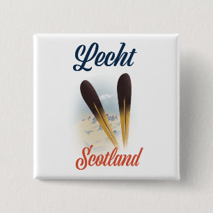 Badge Carré 5 Cm Lecht Ecosse Ski affiche art de voyage