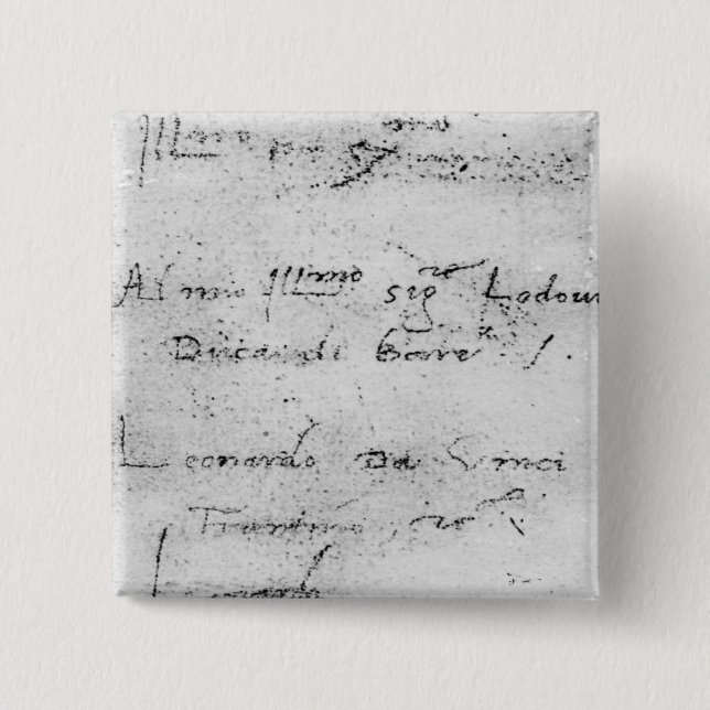 Badge Carré 5 Cm L'écriture de Leonardo da Vinci (Devant)