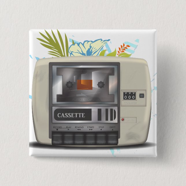 Badge Carré 5 Cm Lecteur de cassette (Devant)