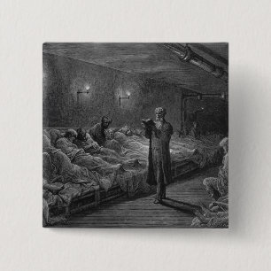 Badge Carré 5 Cm Lecteur d'écriture sainte dans un refuge de nuit