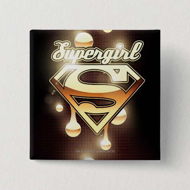 Badge Carré 5 Cm Lecteurs d'or Supergirl (Devant)