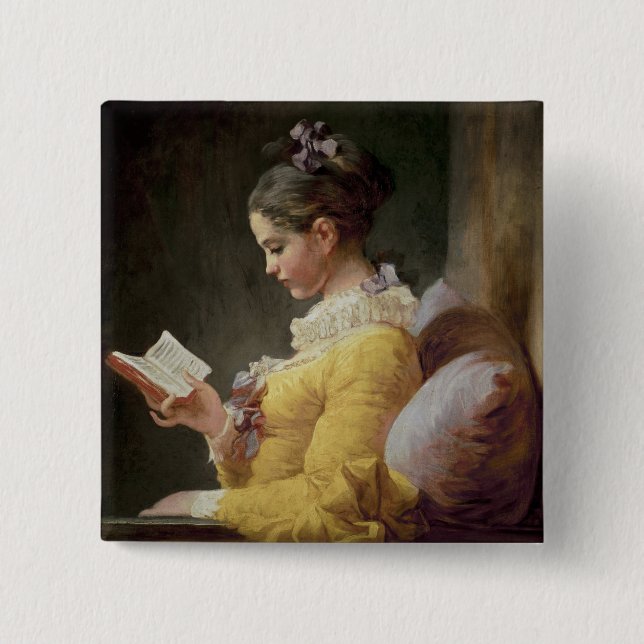 Badge Carré 5 Cm Lecture de jeune fille, c.1776 (Devant)