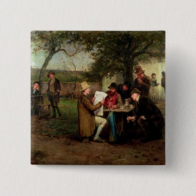 Badge Carré 5 Cm Lecture des nouvelles (Devant)