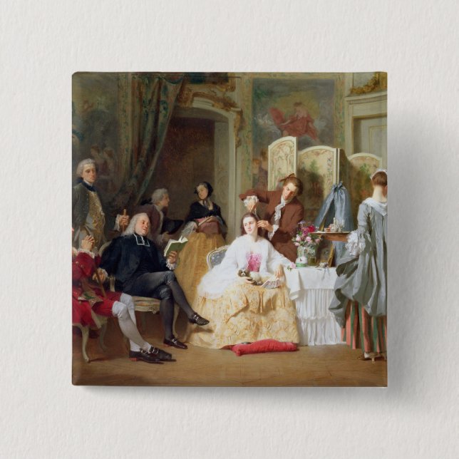 Badge Carré 5 Cm Lecture "Manon Lescaut" de Prevost d'Abbe, 1856 (Devant)