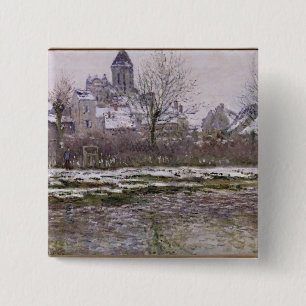 Badge Carré 5 Cm L'église chez Vetheuil sous la neige, 1878-79