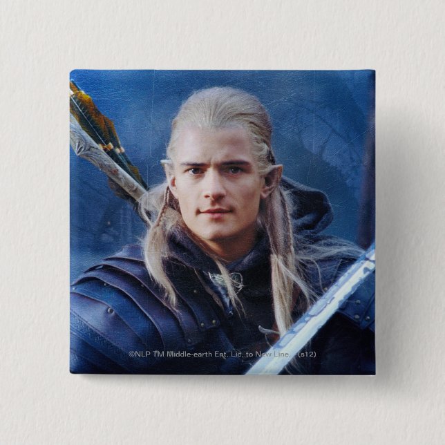 Badge Carré 5 Cm LEGOLAS GREENLEAF™ en bleu (Devant)