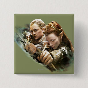 Badge Carré 5 Cm LEGOLAS GREENLEAF™ et TAURIEL™ Graphic