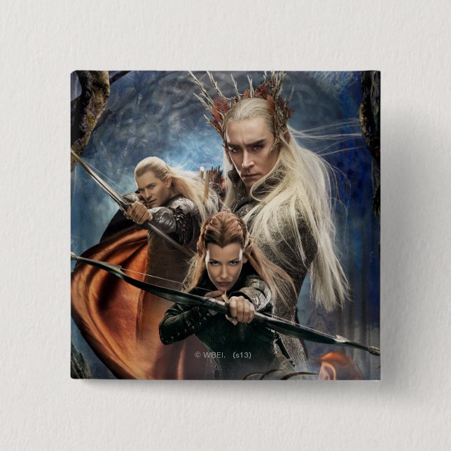 Badge Carré 5 Cm LEGOLAS GREENLEAF™, TAURIEL™ et Thranduil (Devant)