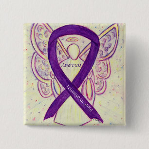 Badge Carré 5 Cm Leiomyosarcoma Purple Award Ribbon Angel Pin