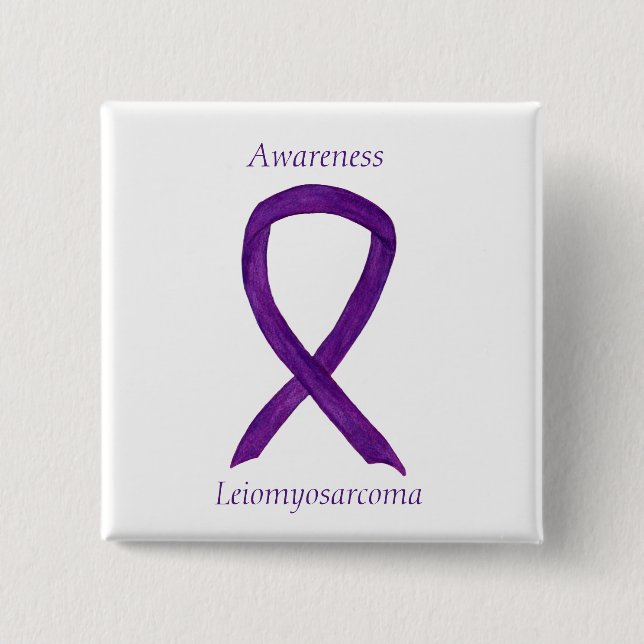 Badge Carré 5 Cm Leiomyosarcoma Purple Award Ruban Personnalisé Épi (Devant)