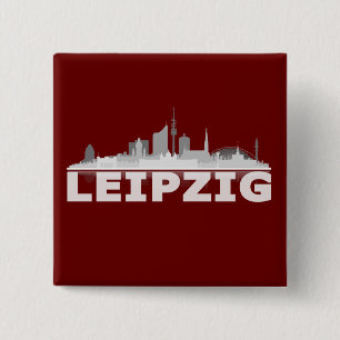 Badge Carré 5 Cm Leipzig City Skyline - Button / Contagier / Pin