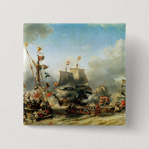 Badge Carré 5 Cm L'embarquement de Ruyter et de William de Witt