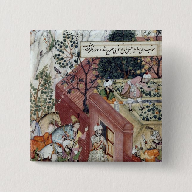Badge Carré 5 Cm L'empereur Babur de Mughal (Devant)