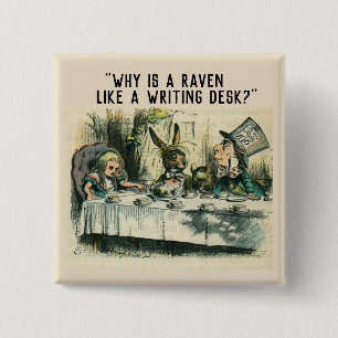 Badge Carré 5 Cm L'énigme de Mad Hatter