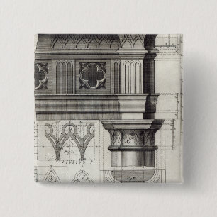 Badge Carré 5 Cm L'Entablature et le capital gothiques