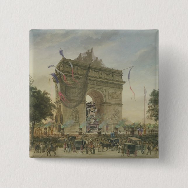 Badge Carré 5 Cm L'enterrement de Victor Hugo 1885 (Devant)