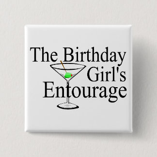 Badge Carré 5 Cm L'entourage de filles d'anniversaire