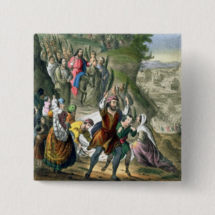 Badge Carré 5 Cm L'entrée triomphale du Christ dans Jérusalem, d'