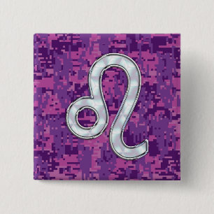 Badge Carré 5 Cm Léo Connexion Girl rose Fuchsia Camo numérique