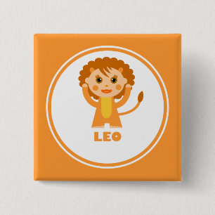 Badge Carré 5 Cm Leo est mon signe Zodiac