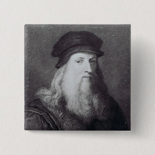 Badge Carré 5 Cm Leonardo da Vinci, gravé par Raphael