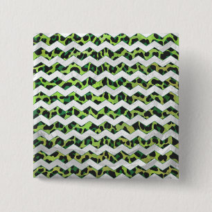 Badge Carré 5 Cm Leopard Chevron noir et vert