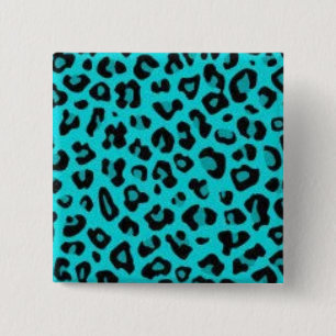 Badge Carré 5 Cm Léopard turquoise