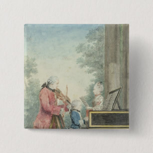 Badge Carré 5 Cm Leopold Mozart et ses enfants Wolfgang