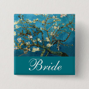 Badge Carré 5 Cm L'épingle de mariée /marié L'Arbre en fleurs de Vi