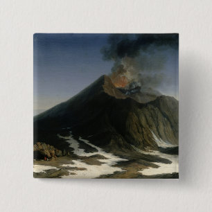 Badge Carré 5 Cm L'éruption de l'Etna