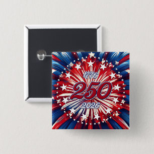 Badge Carré 5 Cm Les 250 ans d'Amérique 1776-2026 Feux d'artifice R