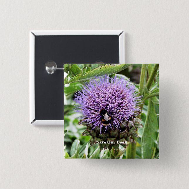 BADGE CARRÉ 5 CM LES ABEILLES (Devant & derrière)