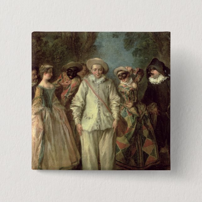 Badge Carré 5 Cm Les acteurs du dell'Arte de Commedia (Devant)