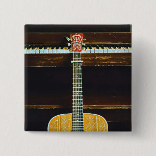 Badge Carré 5 Cm Les amoureux de guitare cadeaux