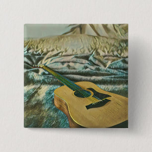 Badge Carré 5 Cm Les amoureux de guitare cadeaux