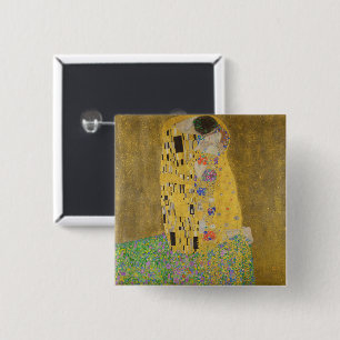 Badge Carré 5 Cm Les amoureux embrasser Embrace par Gustav Klimt