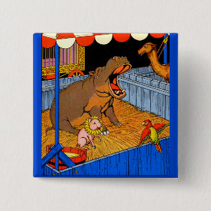 Badge Carré 5 Cm les années 1930 hippopotame et amis pleurants