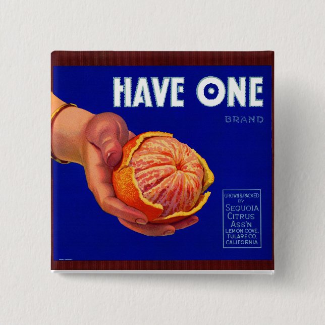 Badge Carré 5 Cm Les années 1940 ont un étiquette de caisse orange (Devant)