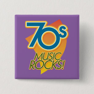 Badge Carré 5 Cm les années 70 Music Rocks !