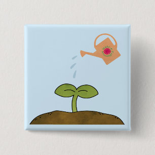 Badge Carré 5 Cm Les arbres d'usine de jour de la terre font un