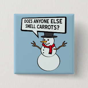 Badge Carré 5 Cm Les bonshommes de neige trouvent que les carottes