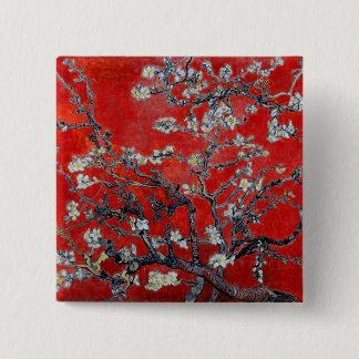 Badge Carré 5 Cm Les Branches de Vincent van Gogh aux amandes en fl